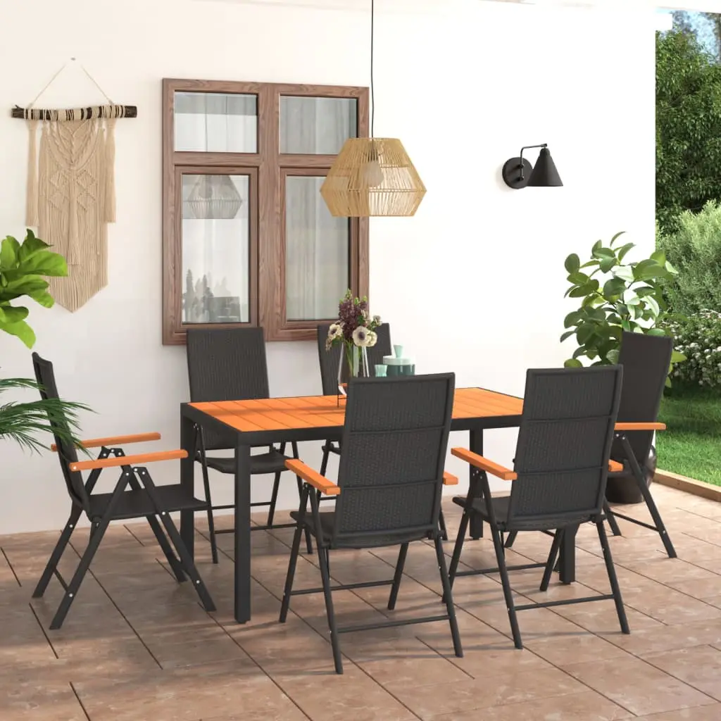 Ensemble à manger de jardin 7 pcs noir et marron vidaXL 3060079