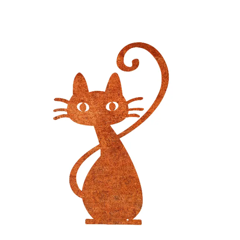 Déco jardin : Chat Simone Métal – Acier brut poli 45 cm – Jardinex
