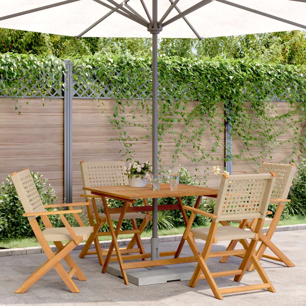 Ensemble à manger de jardin 5 pcs résine tressée et bois massif vidaXL 3281828