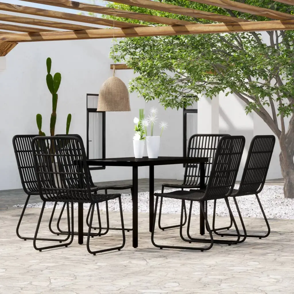 Ensemble à manger de jardin 7 pcs Noir vidaXL 3099170