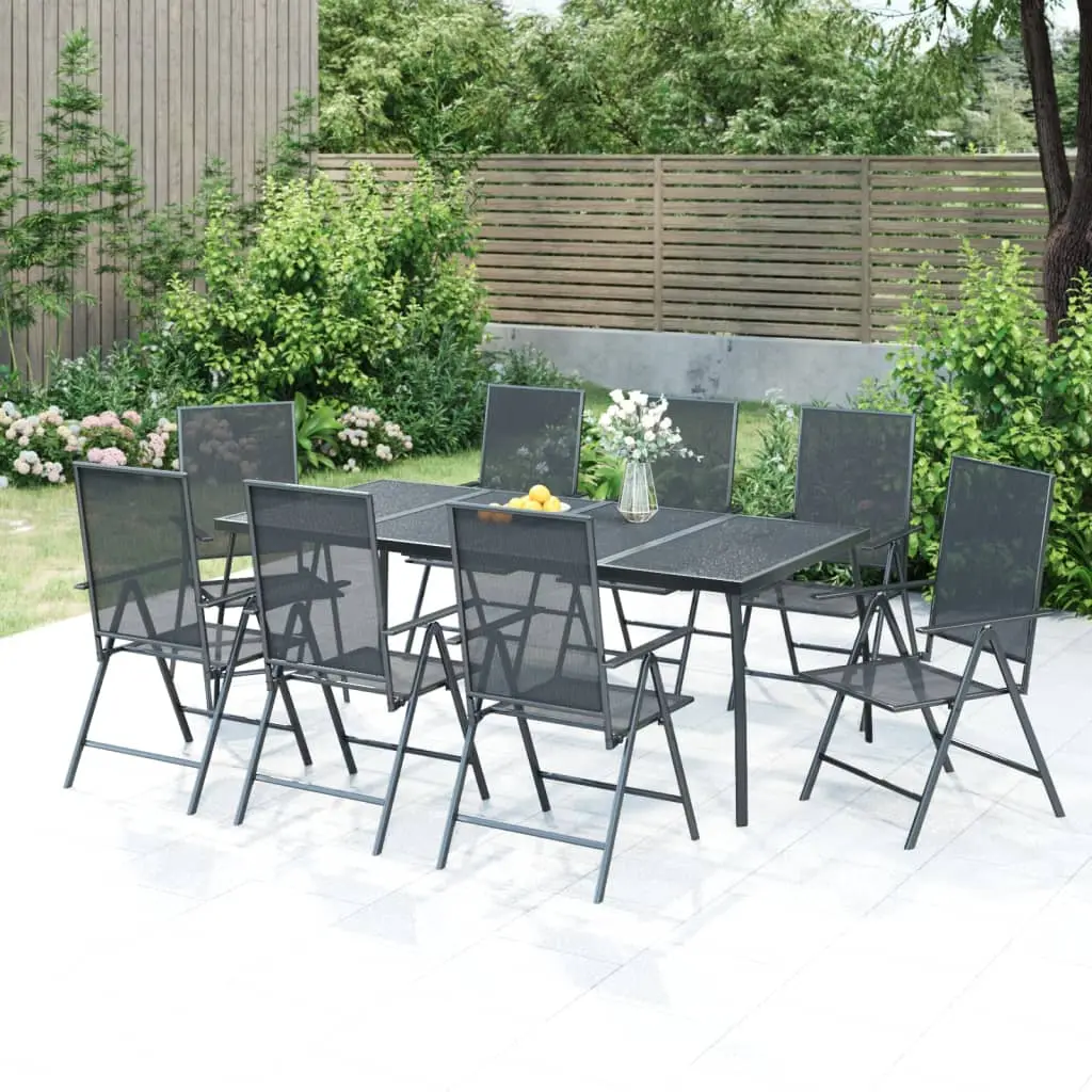 Ensemble à manger de jardin 9 pcs anthracite acier vidaXL 3187984