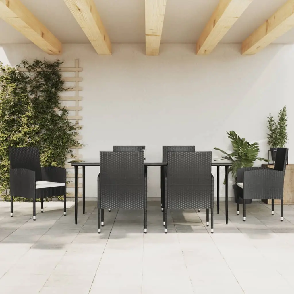 Ensemble à manger de jardin 7 pcs noir résine tressée et acier vidaXL 3203310