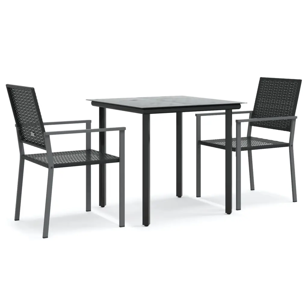Ensemble à manger de jardin 3 pcs | Mobilier d’extérieur résine tressée acier Maison Chic