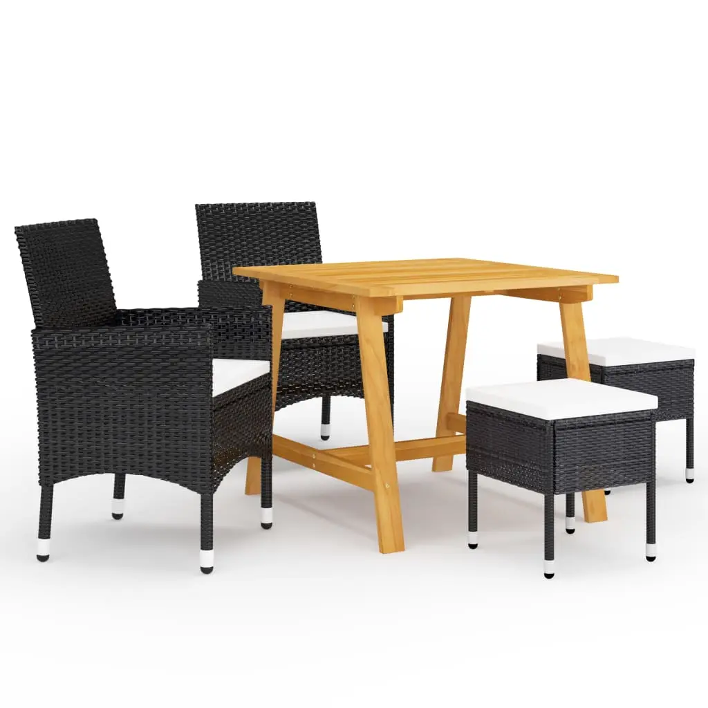 Ensemble à manger de jardin 5 pcs Noir vidaXL 3068691
