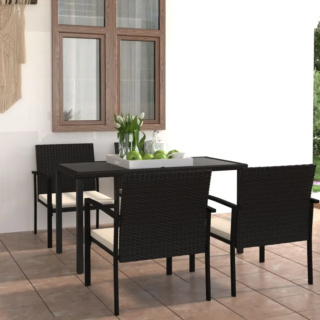 Ensemble à manger de jardin 5 pcs Résine tressée Noir vidaXL 3065707