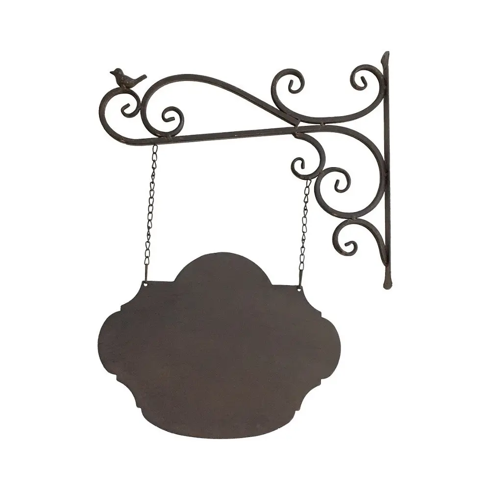 Enseigne plaque de porte écritoire mural jardin métal marron 65x47cm Chemin de campagne