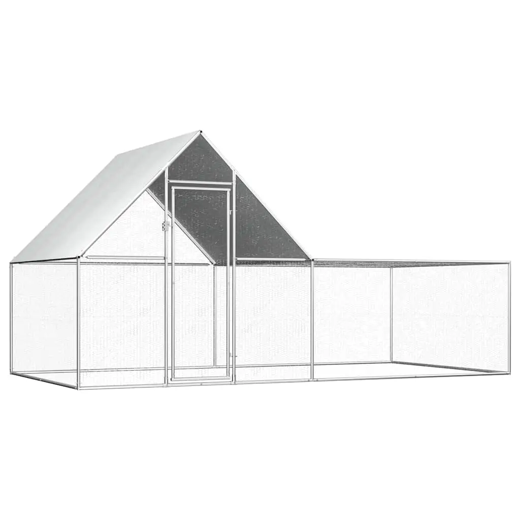 Enclos poulailler 4x2x2m acier galvanisé pour jardin extérieur Argenté – ComfortXL Outdoor Living