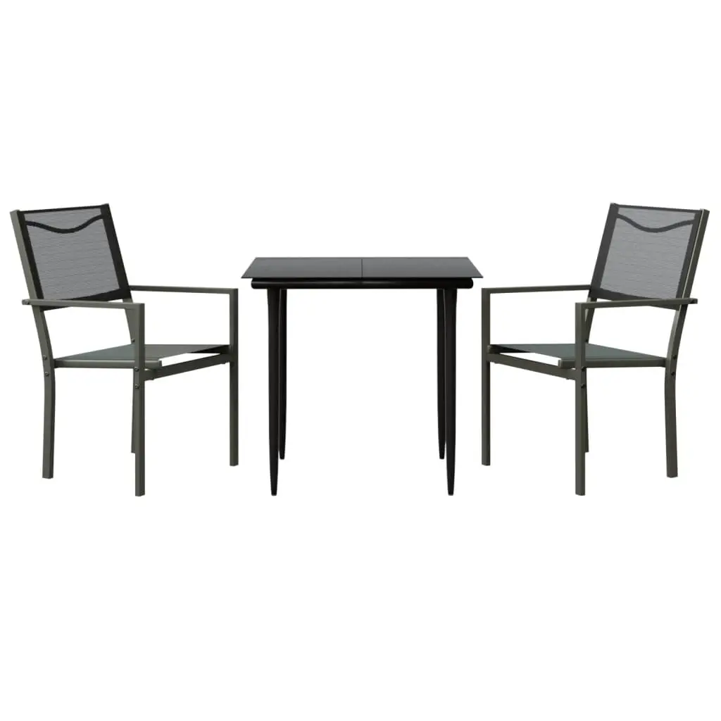 Ensemble à manger de jardin 3 pcs | Mobilier d’extérieur noir textilène et acier Maison Chic