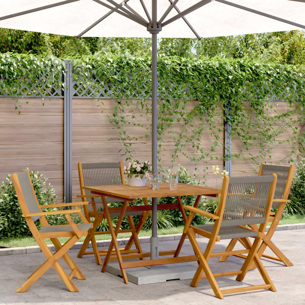 Ensemble à manger de jardin 5pcs gris polypropylène bois massif vidaXL 3281830