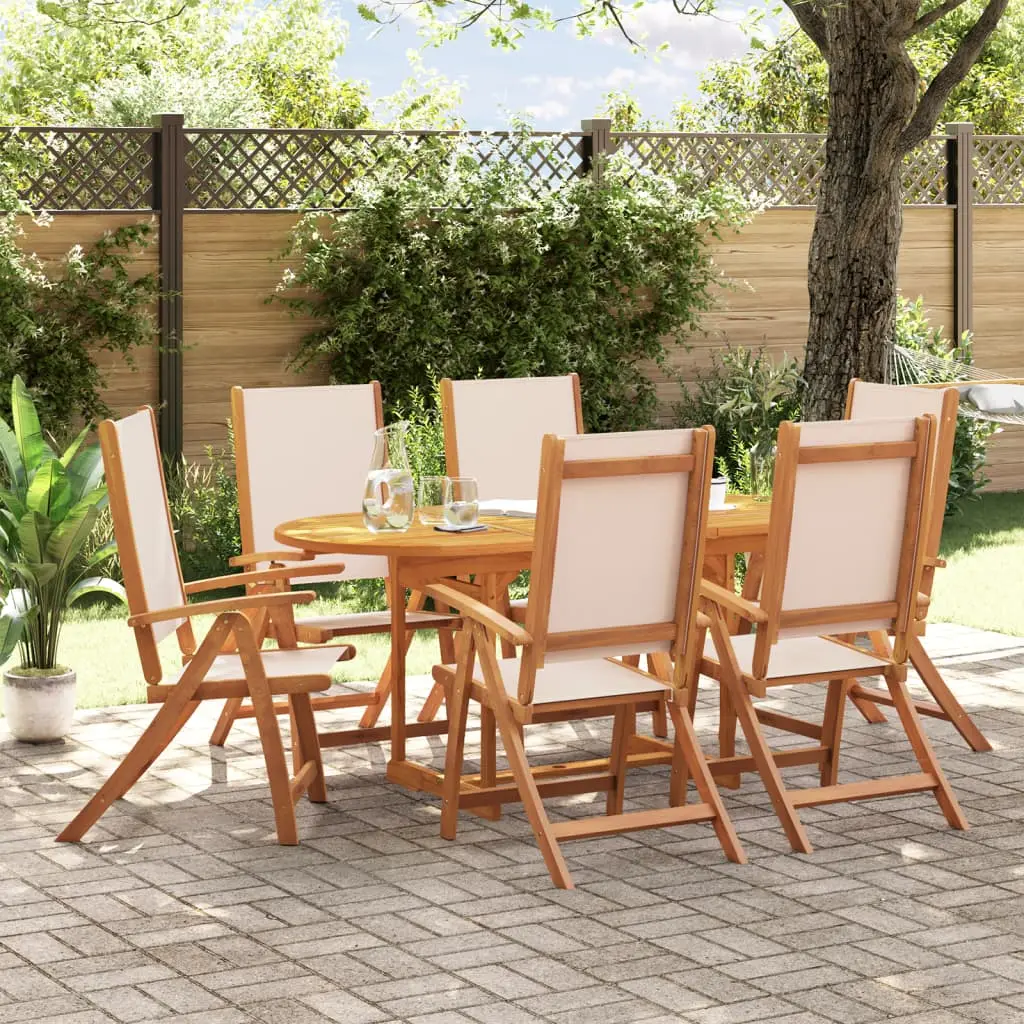 Ensemble à Manger de jardin 7pcs bois d’acacia solide textilène vidaXL 3279281