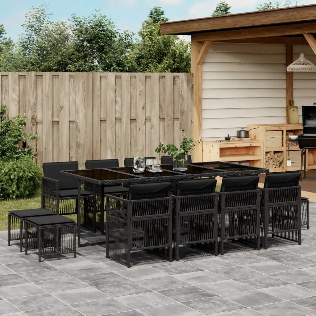 Ensemble à manger de jardin 13 pcs coussins noir résine tressée vidaXL 3210979