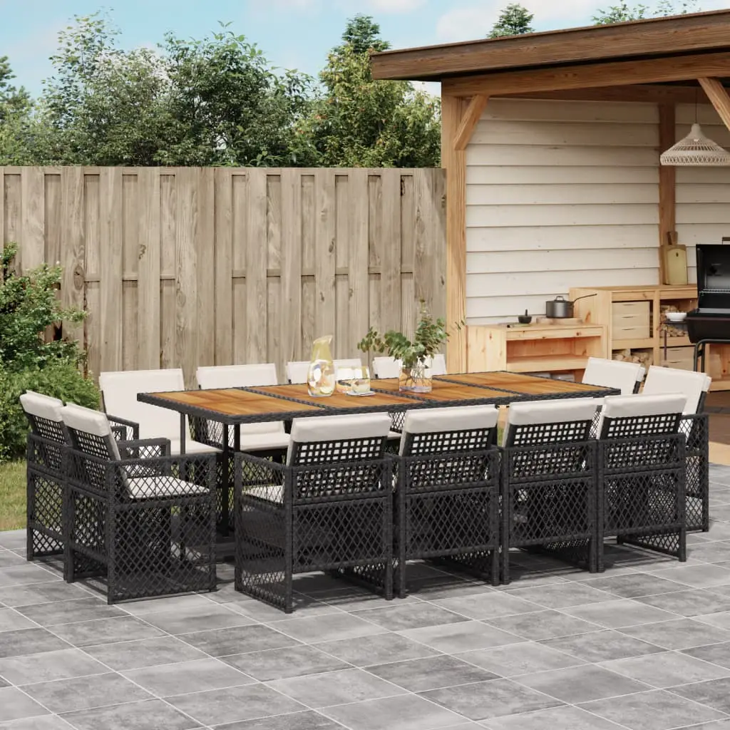 Ensemble à manger de jardin 13 pcs coussins noir résine tressée vidaXL 3210867