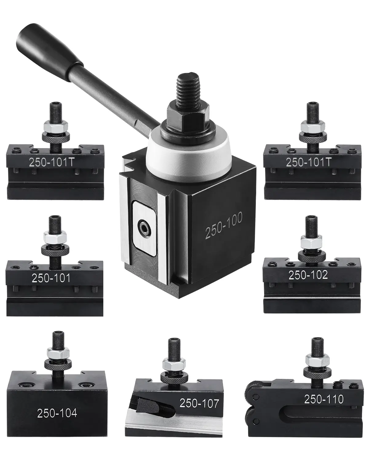 VEVOR Ensemble 8 poteaux à changement rapide pour tour 152,4-305 mm. Porte-outil type cale, acier durable.