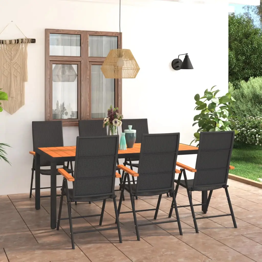Ensemble à manger de jardin 7 pcs noir et marron vidaXL 3060080