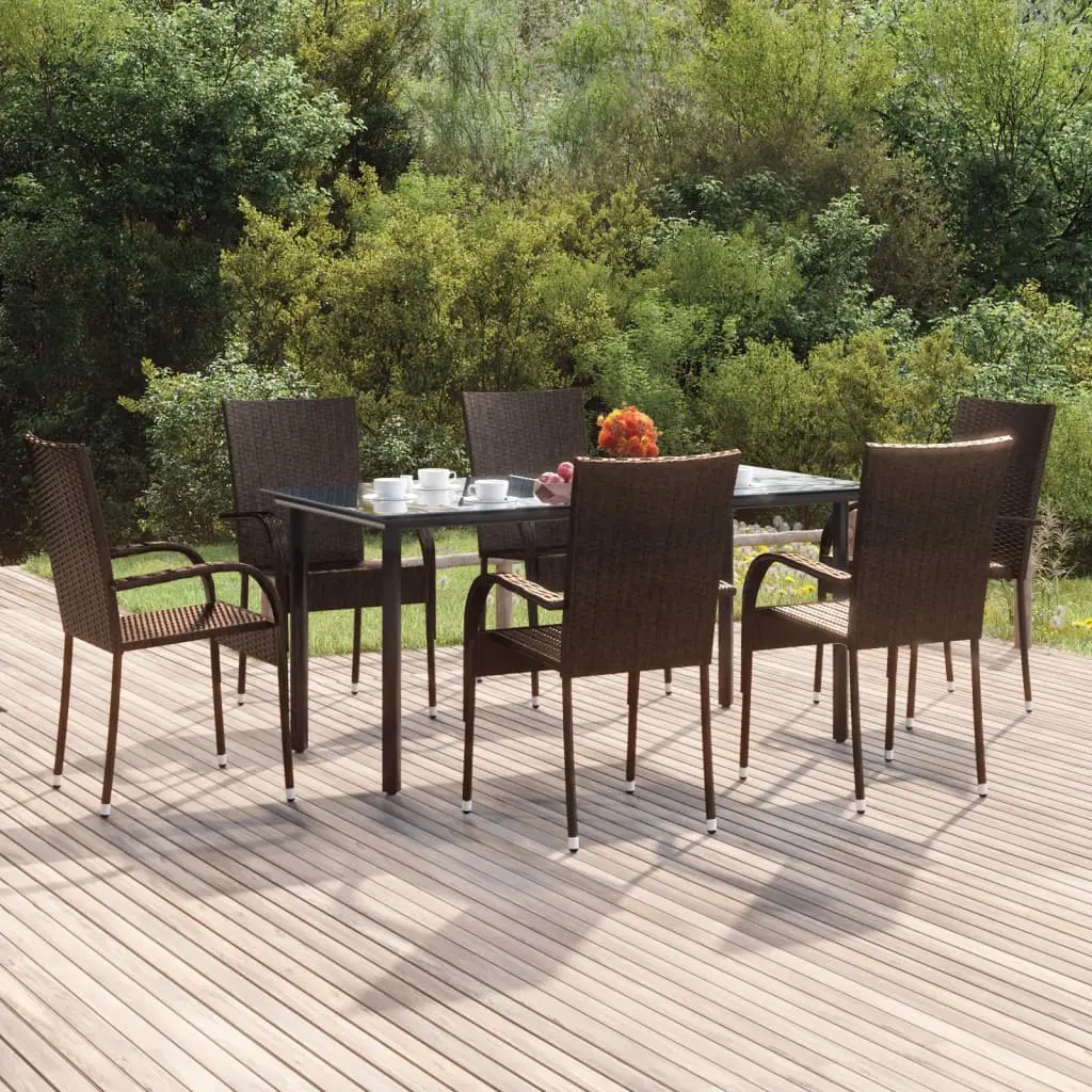 Ensemble à manger de jardin 7 pcs Marron Résine tressée vidaXL 3156661