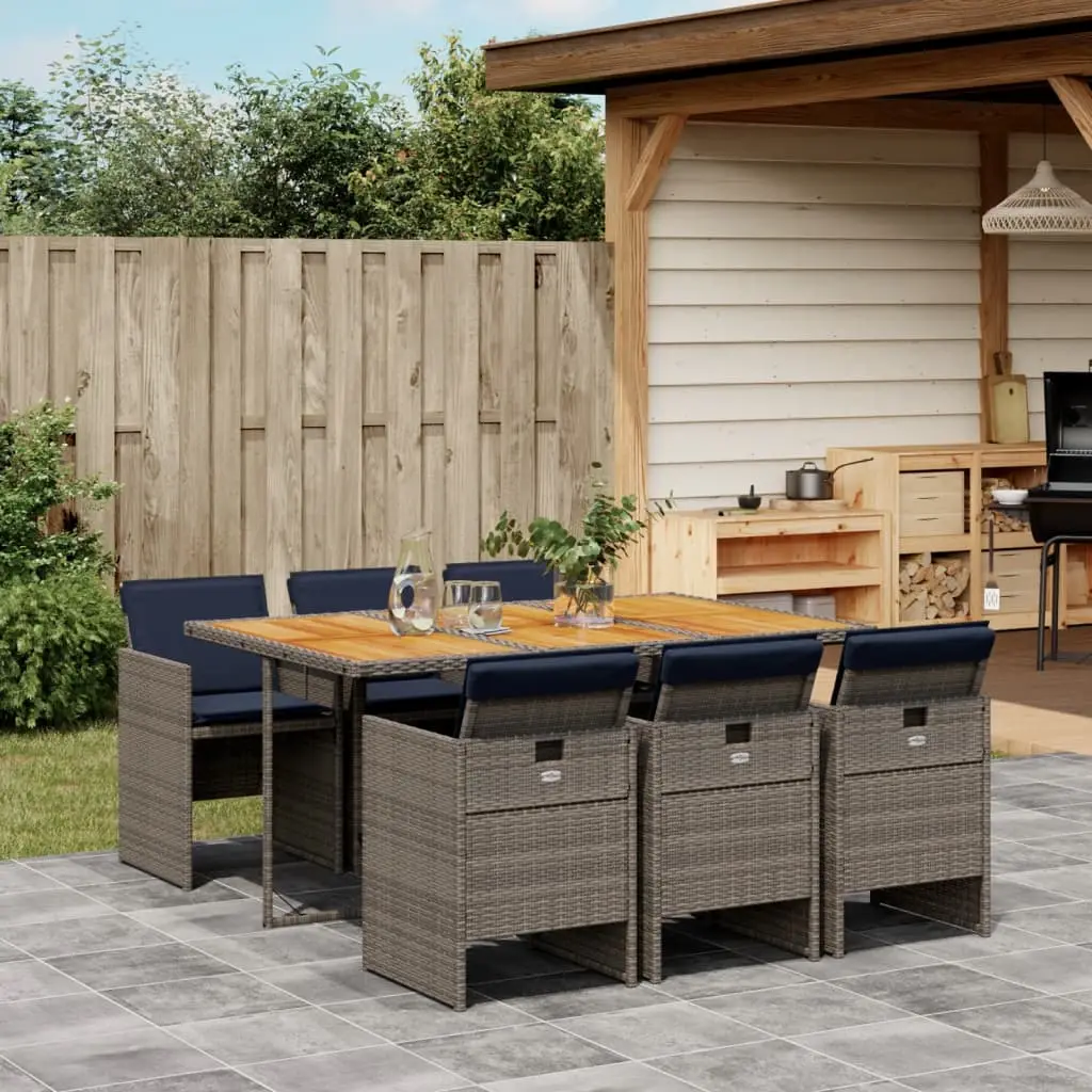 Ensemble à manger de jardin 7 pcs coussins gris résine tressée vidaXL 3277684
