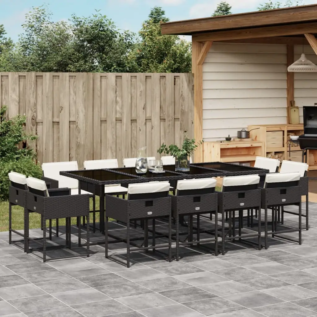 Ensemble à manger de jardin 13 pcs coussins noir résine tressée vidaXL 3278165