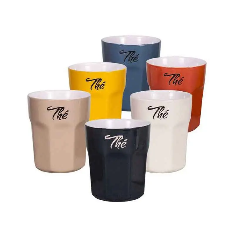 Ensemble de 6 Mugs thé en Grès Multicolores 10x8x8cm