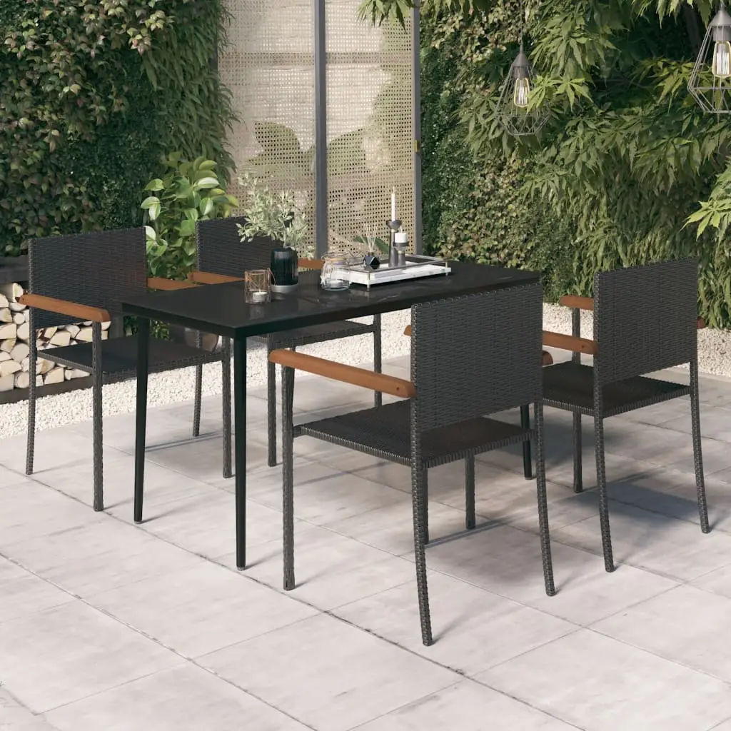 Ensemble à manger de jardin 5 pcs Noir vidaXL 3099421