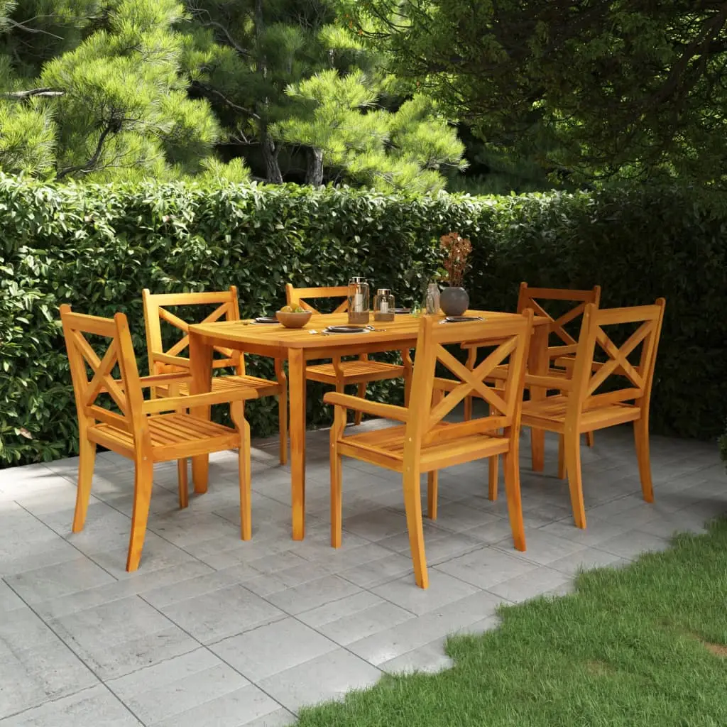 Ensemble à manger de jardin 7 pcs Bois d’acacia solide vidaXL 3058004