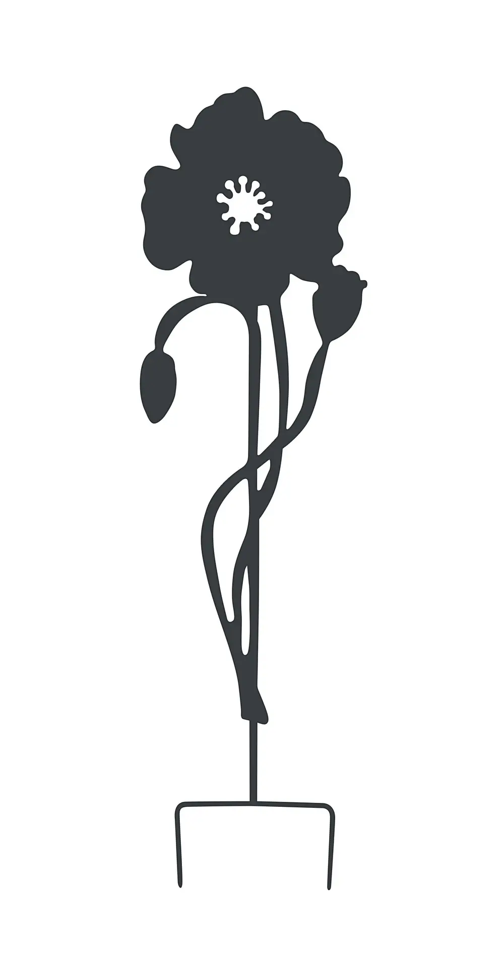 Déco en métal à planter Coquelicot – 22×70 cm – anthracite Louis Moulin