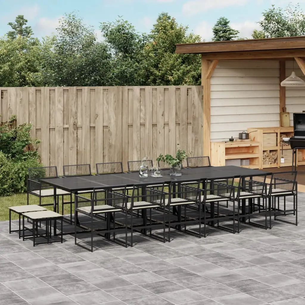 Ensemble à manger de jardin 17 pcs coussins noir résine tressée vidaXL 3295032