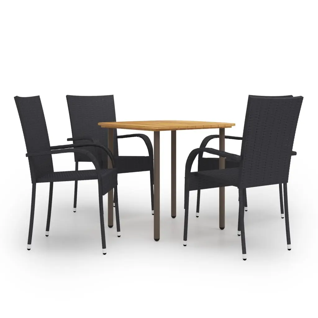 Ensemble à manger de jardin 5 pcs Résine tressée Noir vidaXL 3072485