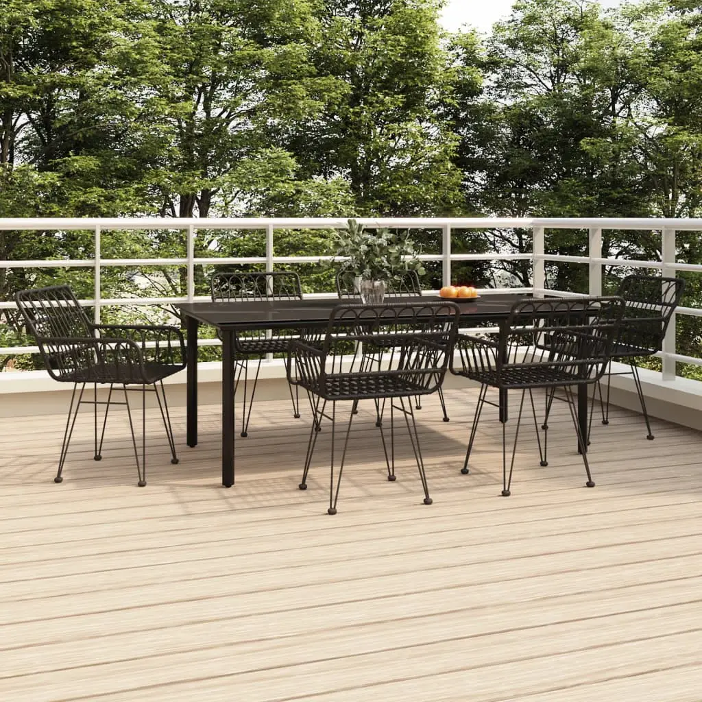 Ensemble à manger de jardin 7 pcs Noir Résine tressée vidaXL 3157871