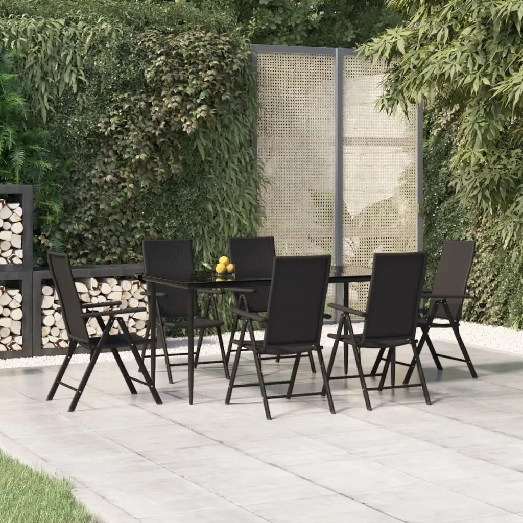 Ensemble à manger de jardin 7 pcs Noir Résine tressée vidaXL 3156517
