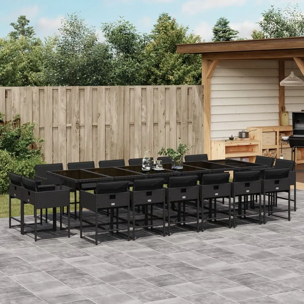 Ensemble à manger de jardin 17 pcs coussins noir résine tressée vidaXL 3278190