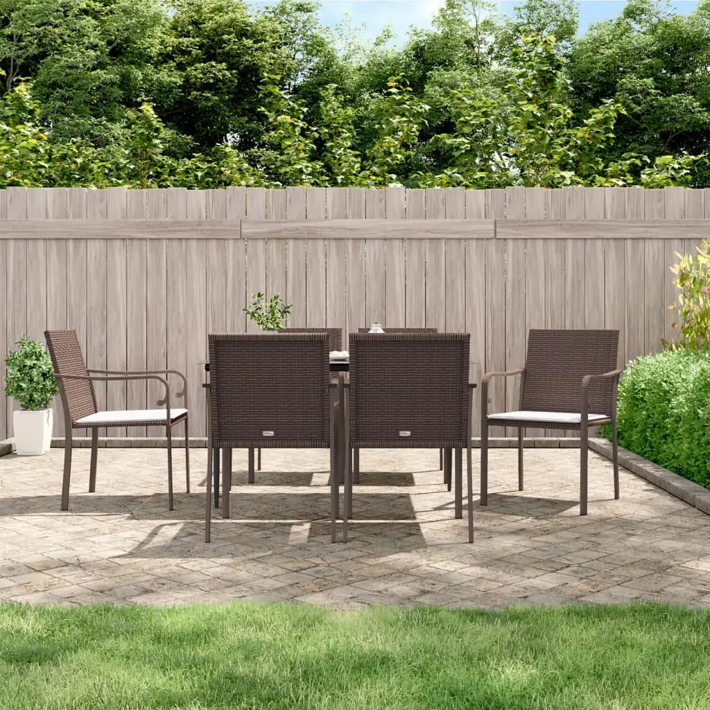 Ensemble à manger de jardin 7 pcs coussins résine tressée acier vidaXL 3186942