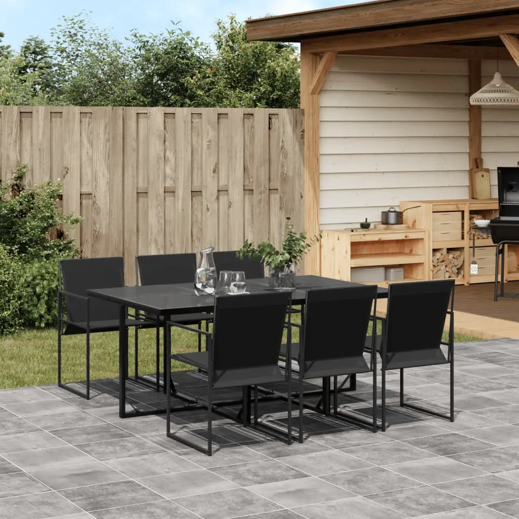 Ensemble à manger de jardin 7 pcs noir textilène vidaXL 3295119