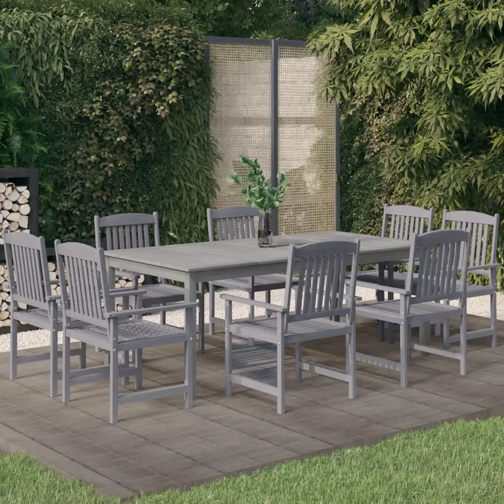 Ensemble à Manger de Jardin 8 Chaises en Bois d’Acacia Massif Gris – ComfortXL Outdoor Living