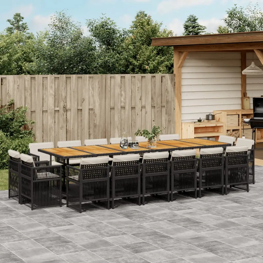 Ensemble à manger de jardin 17 pcs coussins noir résine tressée vidaXL 3211071