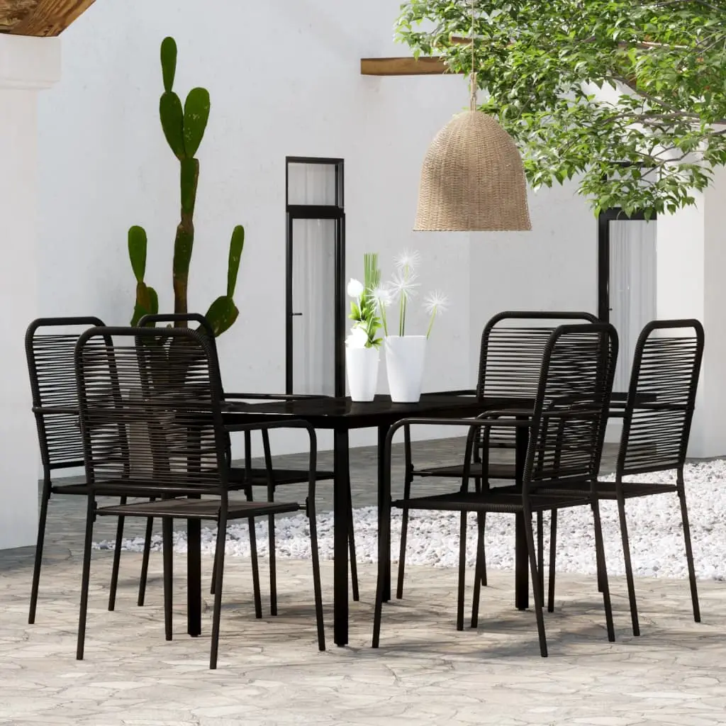 Ensemble à manger de jardin 7 pcs Noir vidaXL 3099140