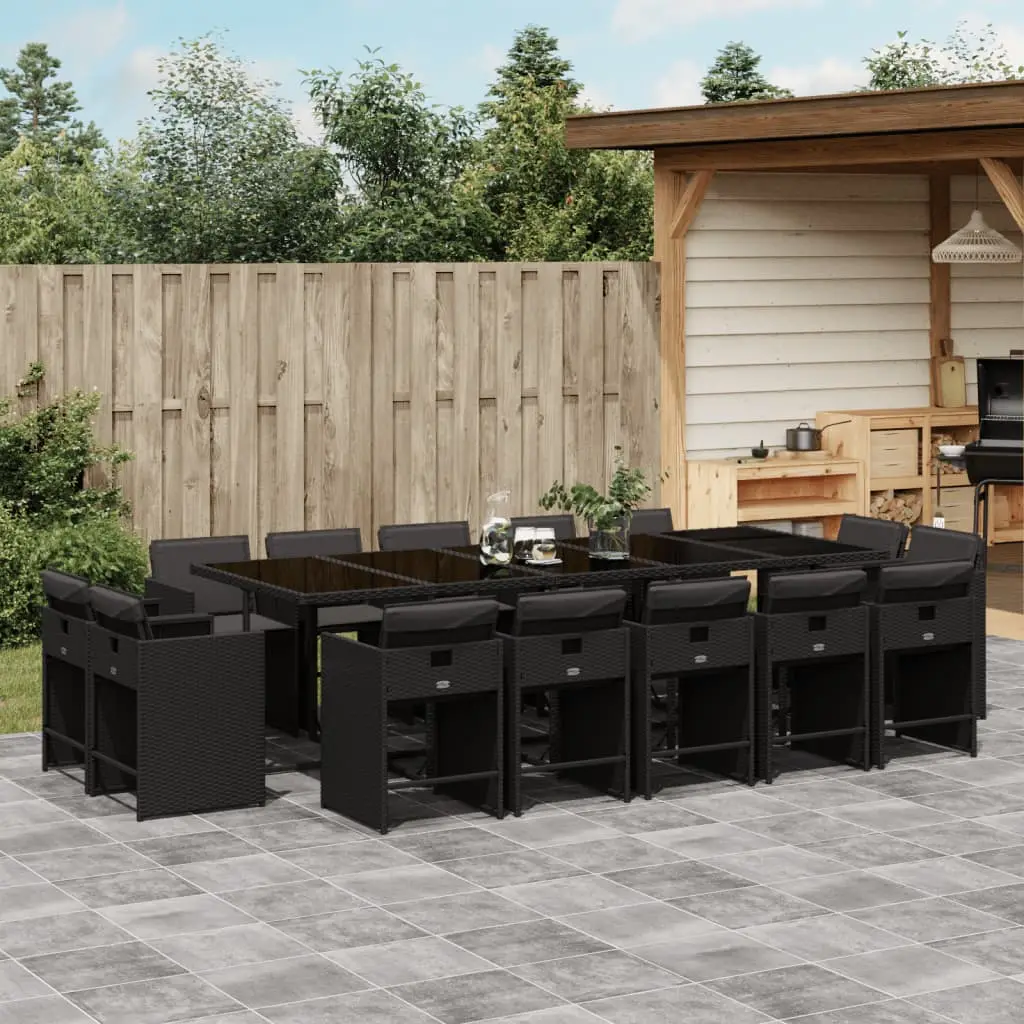 Ensemble à manger de jardin 15 pcs coussins noir résine tressée vidaXL 3277998