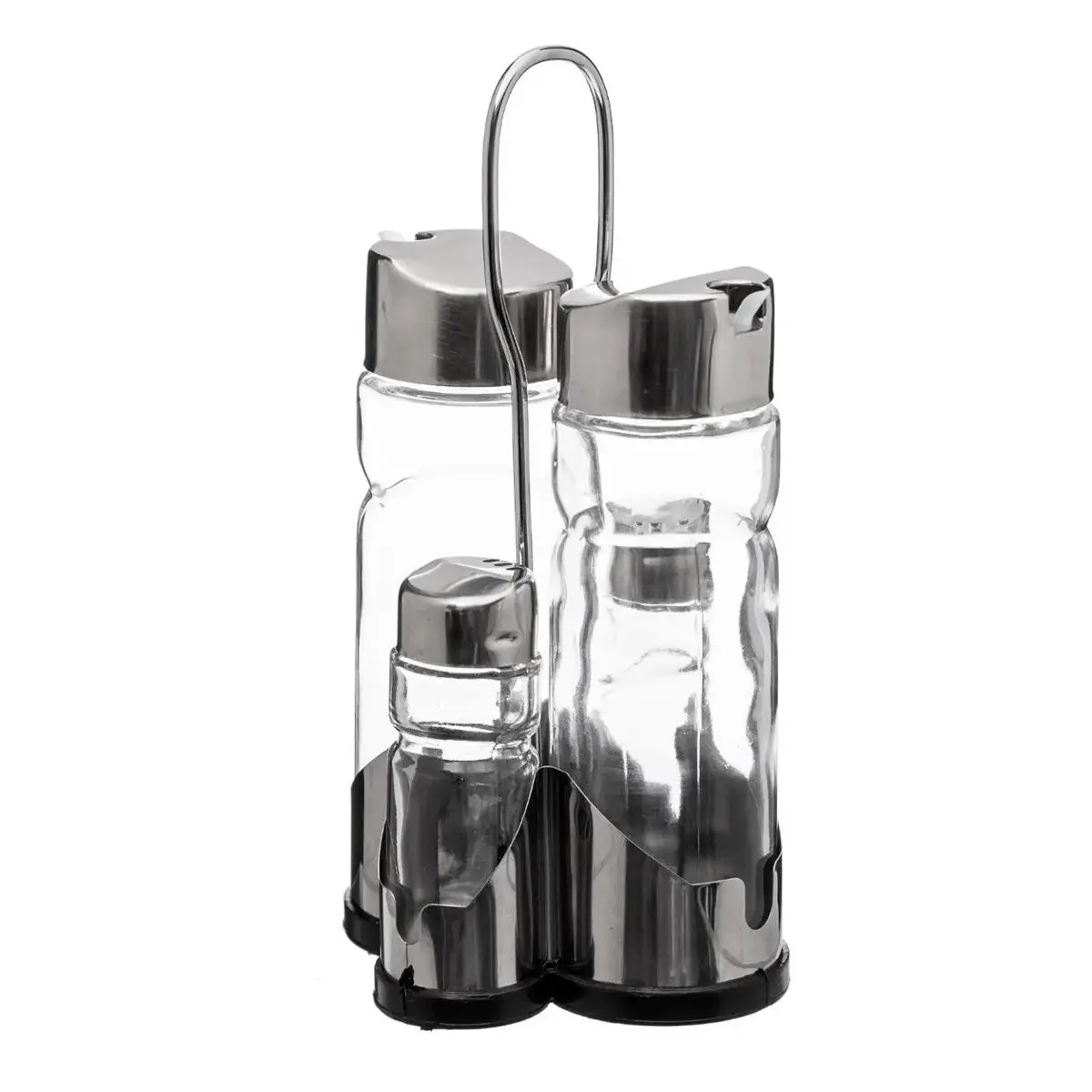 Ensemble avec Support «Huile Vinaigre & Sel Poivre» 20cm Argent