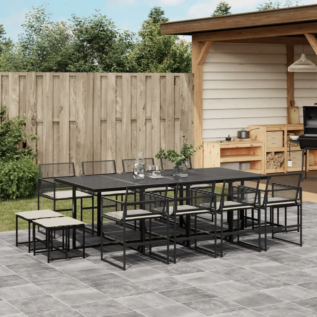 Ensemble à manger de jardin 13 pcs coussins noir résine tressée vidaXL 3295020