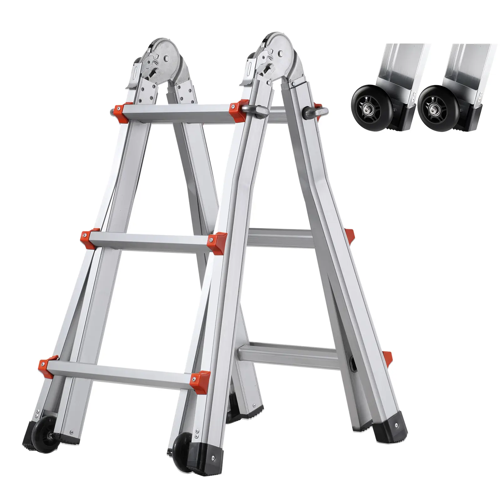 VEVOR Échelle télescopique A en aluminium 10 pieds. Pliable, multifonction. Charge 330 lb. Intérieur/extérieur.