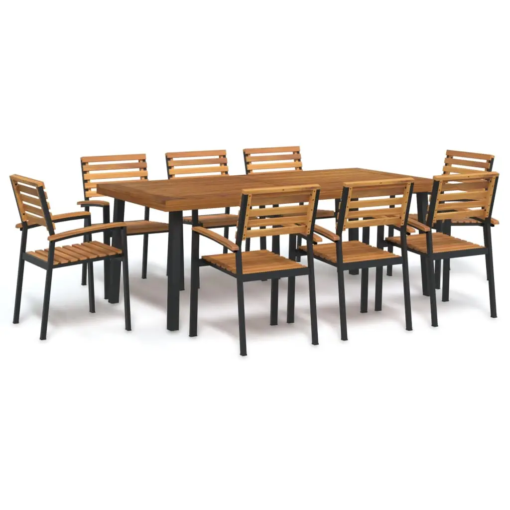 Ensemble à manger de jardin 9 pcs bois d’acacia solide et métal vidaXL 3155425