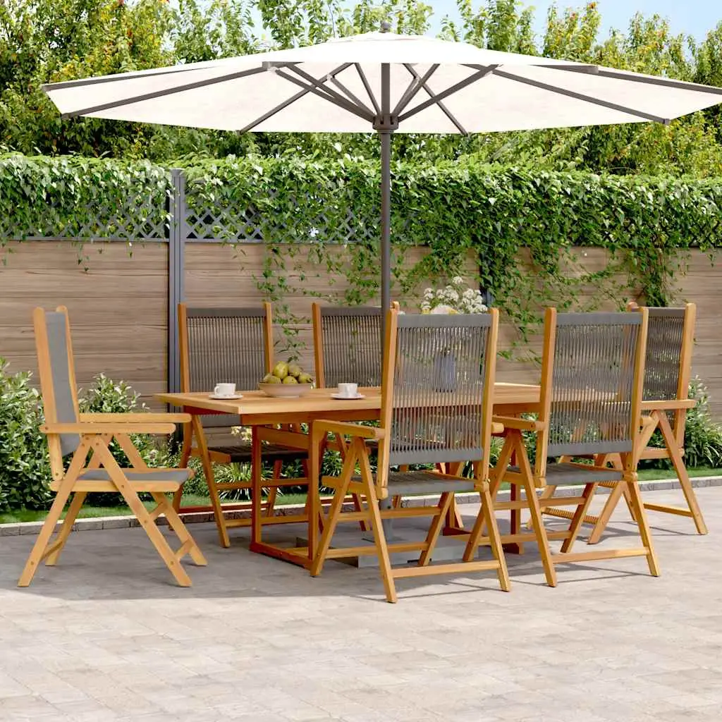 Ensemble à Manger de jardin 7pcs gris polypropylène bois massif vidaXL 3281734