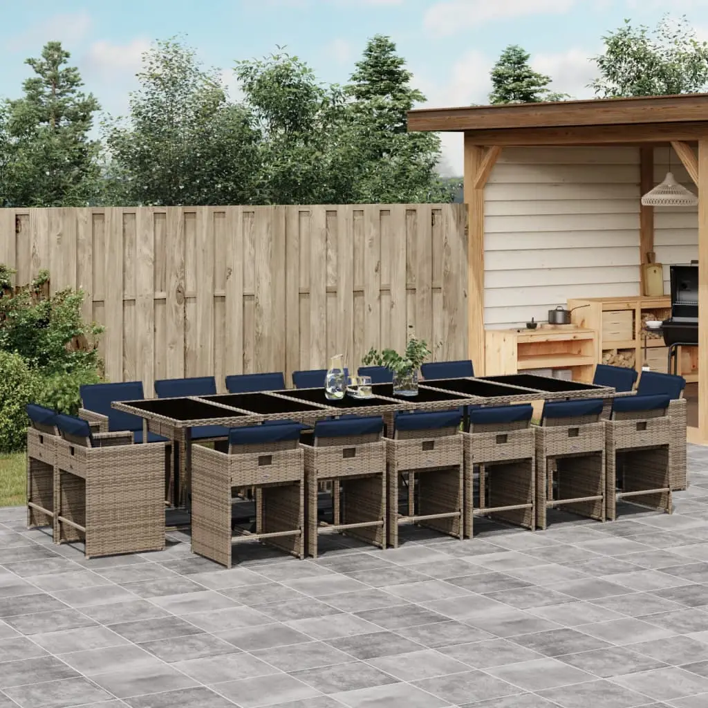 Ensemble à manger de jardin 17 pcs et coussins résine tressée vidaXL 3278016