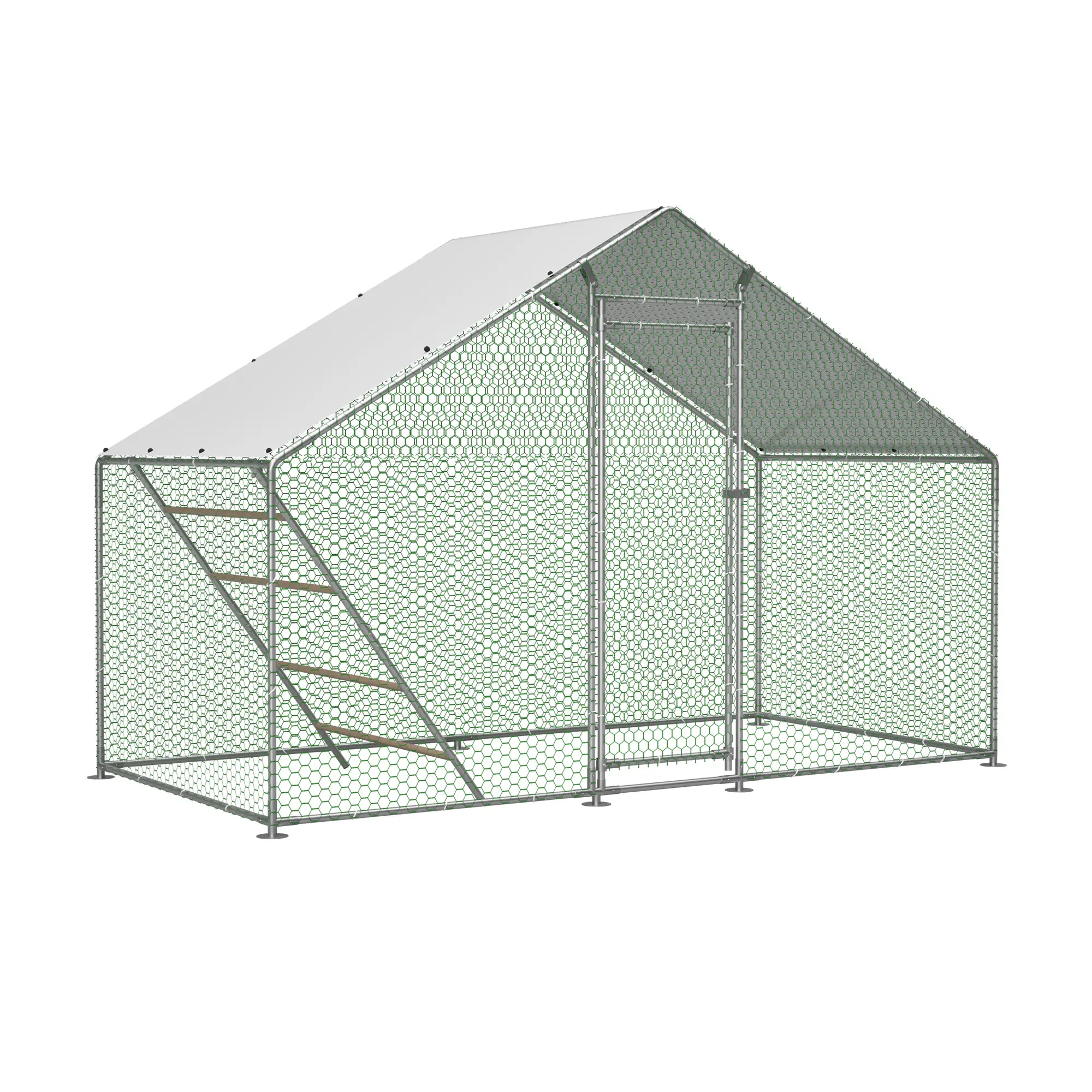 Enclos volailles extérieur 303 x 157 x 200 cm métal galvanisé gris – PANGIVO