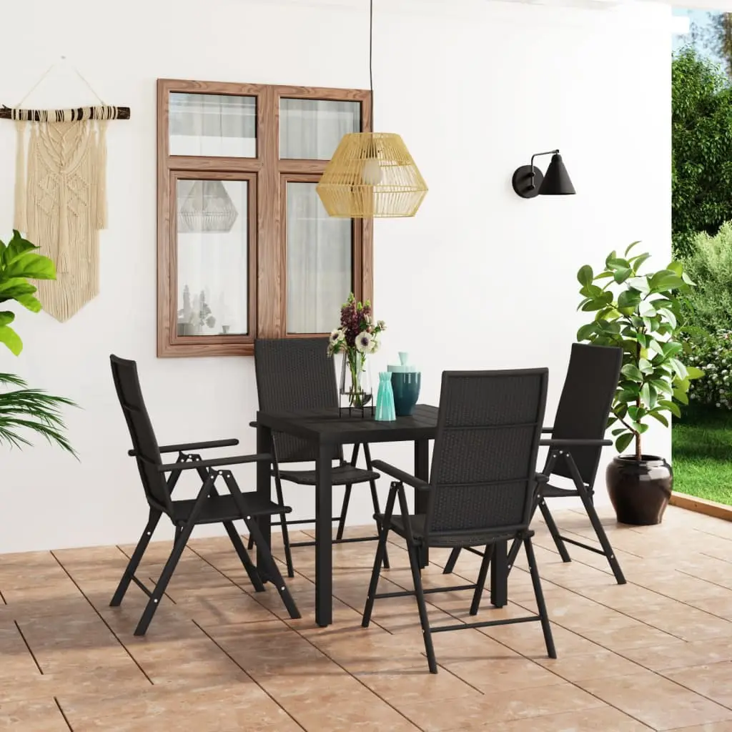Ensemble à manger de jardin 5 pcs noir vidaXL 3060059