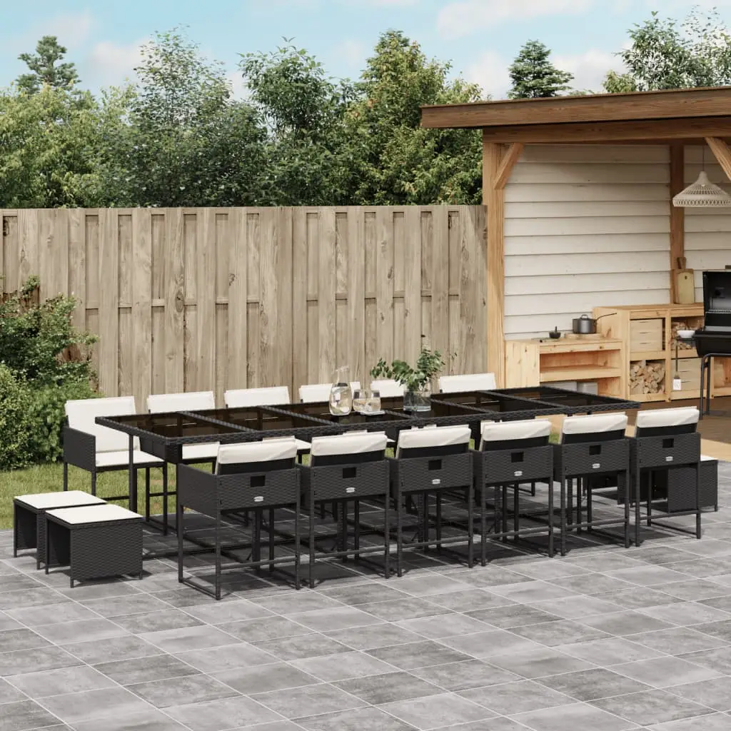 Ensemble à manger de jardin 17 pcs coussins noir résine tressée vidaXL 3211362