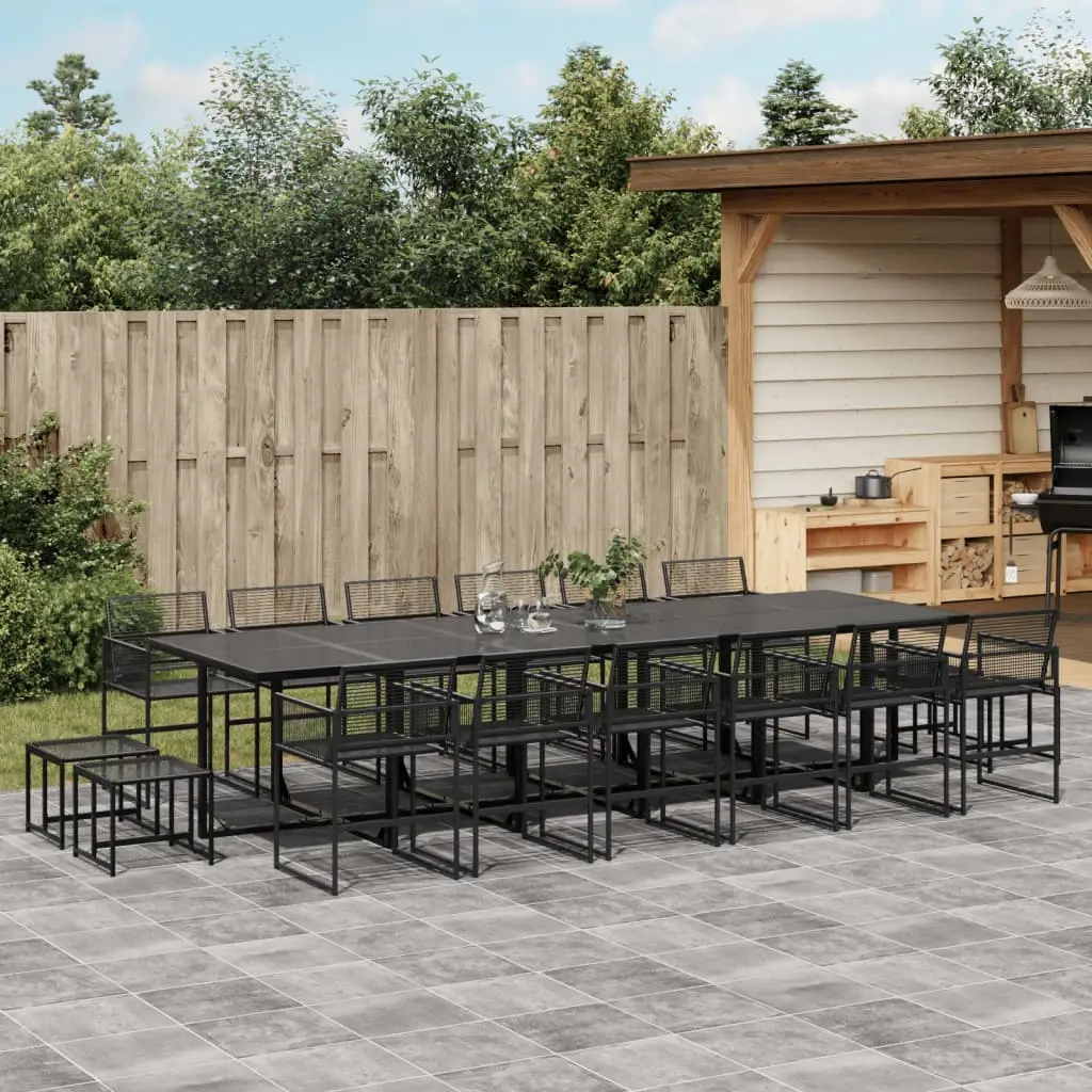 Ensemble à manger de jardin 17 pcs noir résine tressée vidaXL 3295057