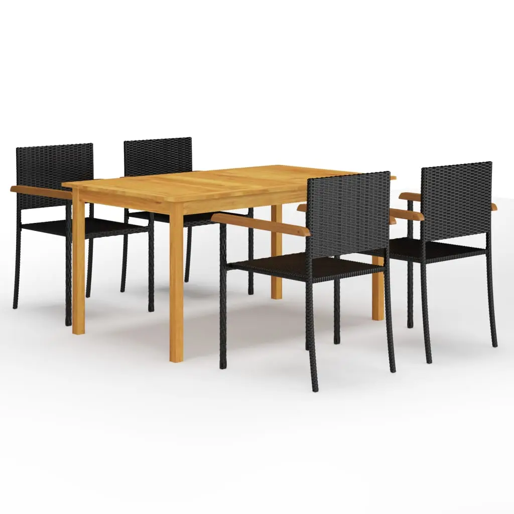 Ensemble à manger de jardin 5 pcs Noir vidaXL 3067808