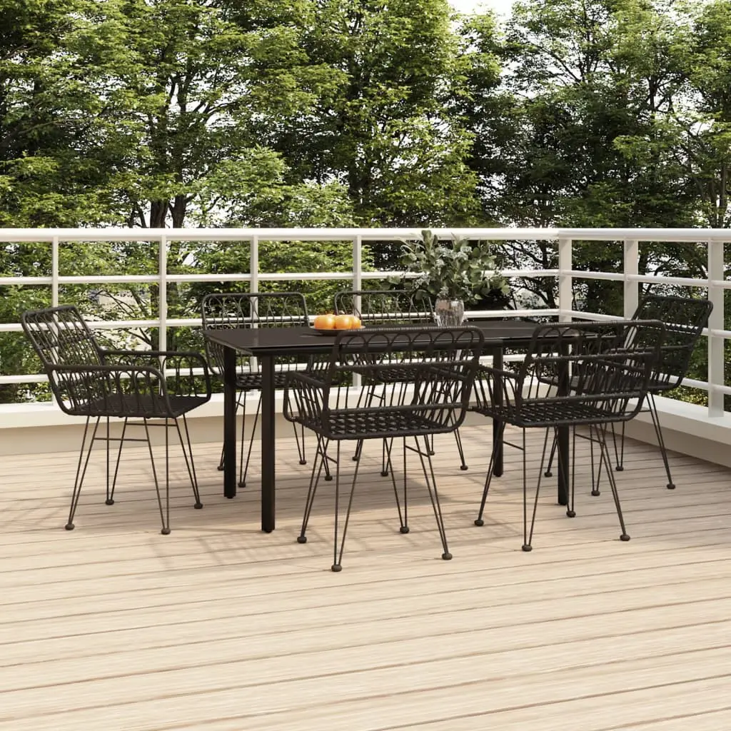 Ensemble à manger de jardin 7 pcs Noir Résine tressée vidaXL 3157870