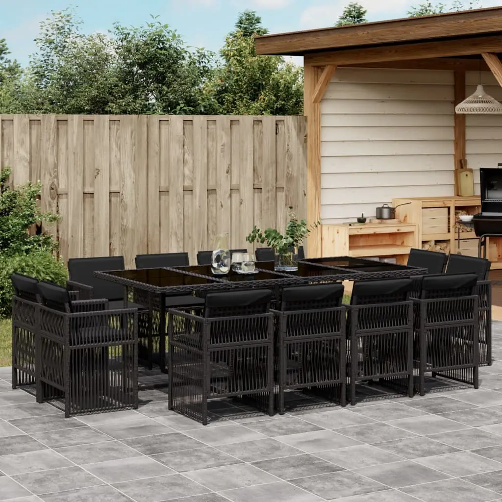 Ensemble à manger de jardin 13 pcs coussins noir résine tressée vidaXL 3211039