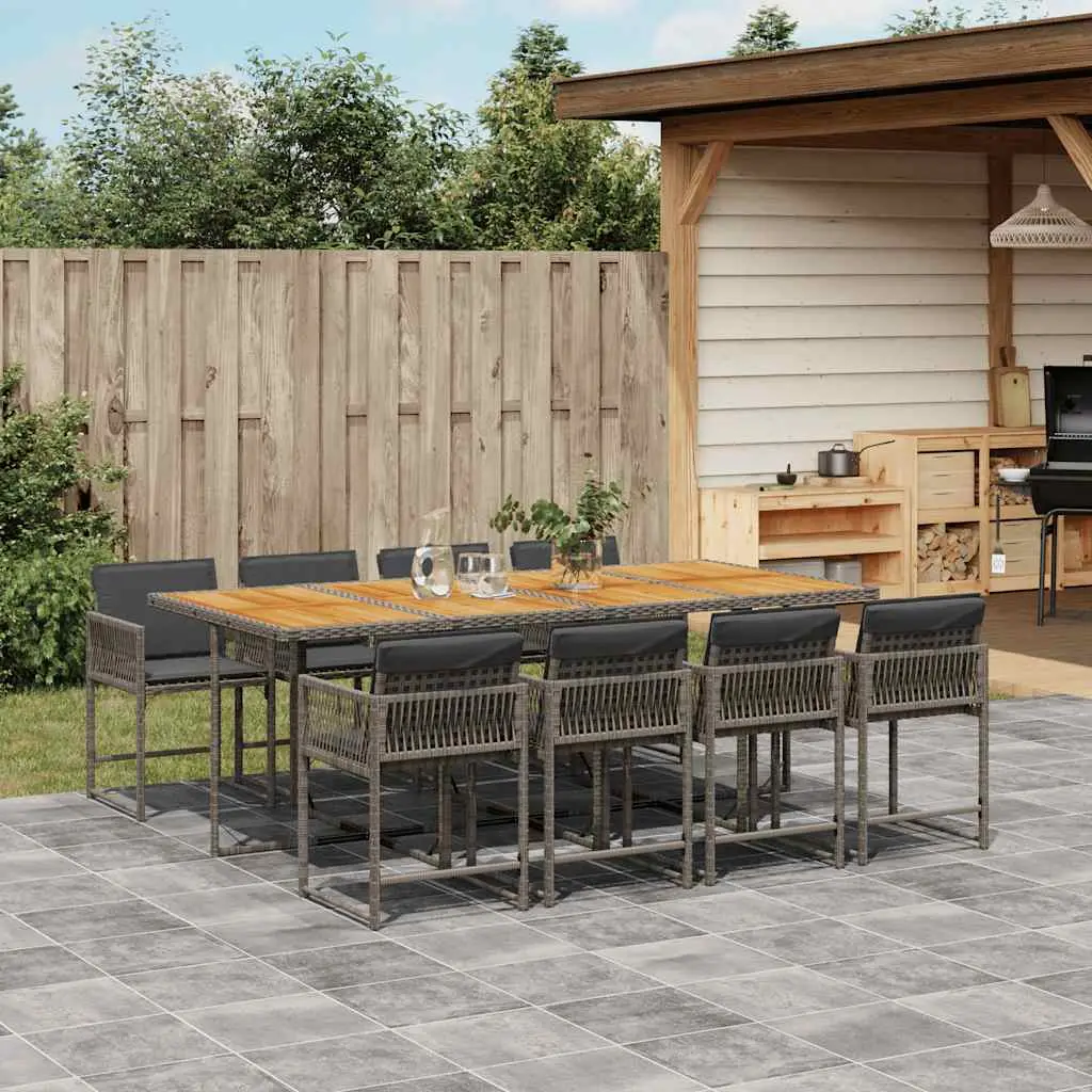 Ensemble à manger de jardin 9 pcs coussins gris résine tressée vidaXL 3211466